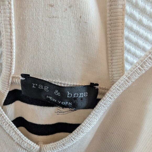 Rag & Bone Cream & Black Striped Knit Tank Dress 100% Cotton Small to Medium - Picture 4 of 13